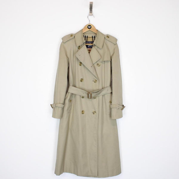 Vintage 90s Burberry Beige Nova Check Double Breasted Trench Coat