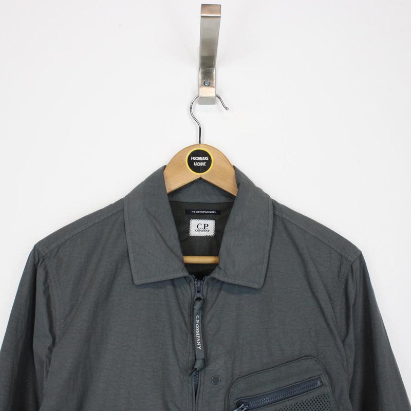 CP Company Grey Metropolis Patch Logo Nylon Overshirt Jacket