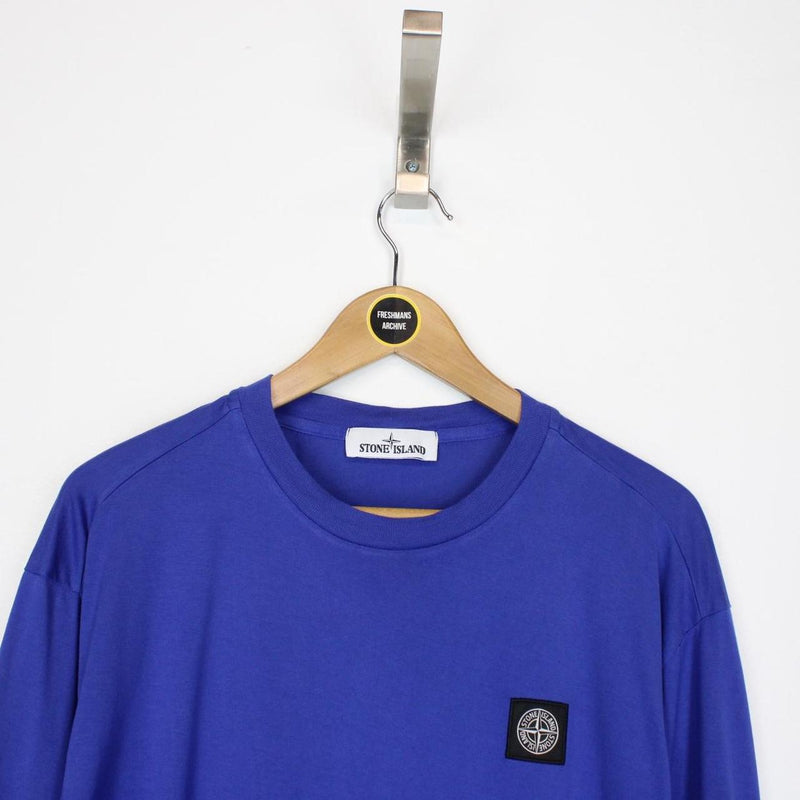 Stone Island AW 2021 Blue Long Sleeve Compass T-Shirt