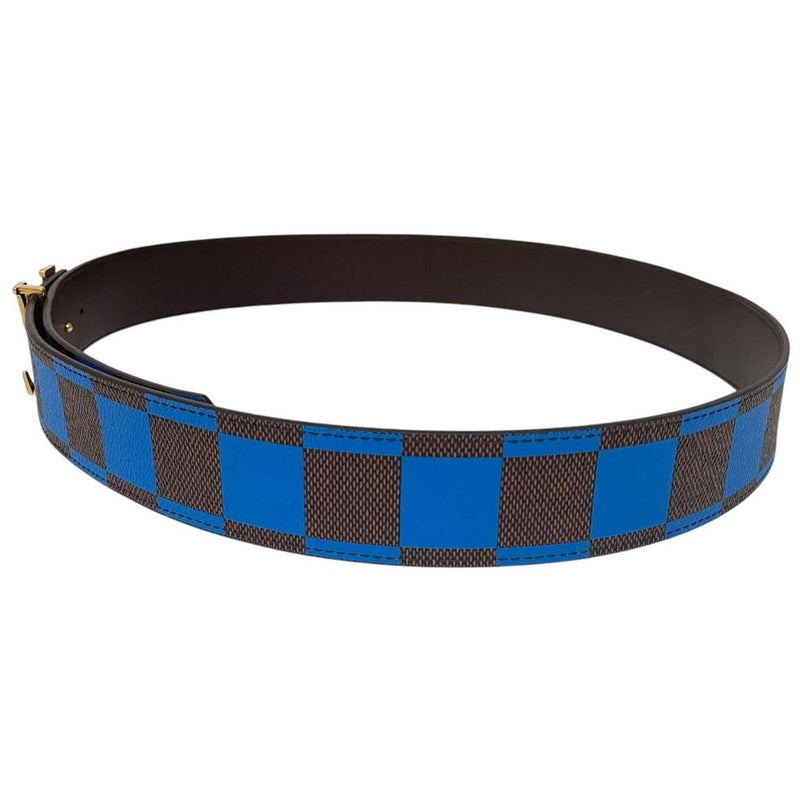 Louis Vuitton Blue and Brown Damier Initials Reversible Belt