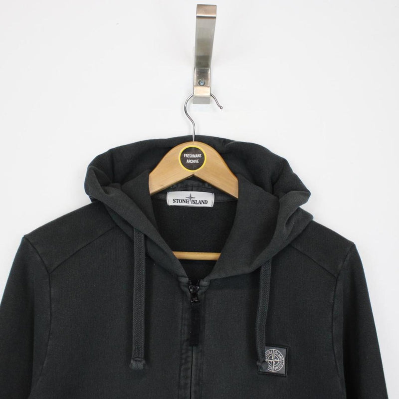 Stone Island SS 2014 Black Cotton Full Zip Hoodie Jumper