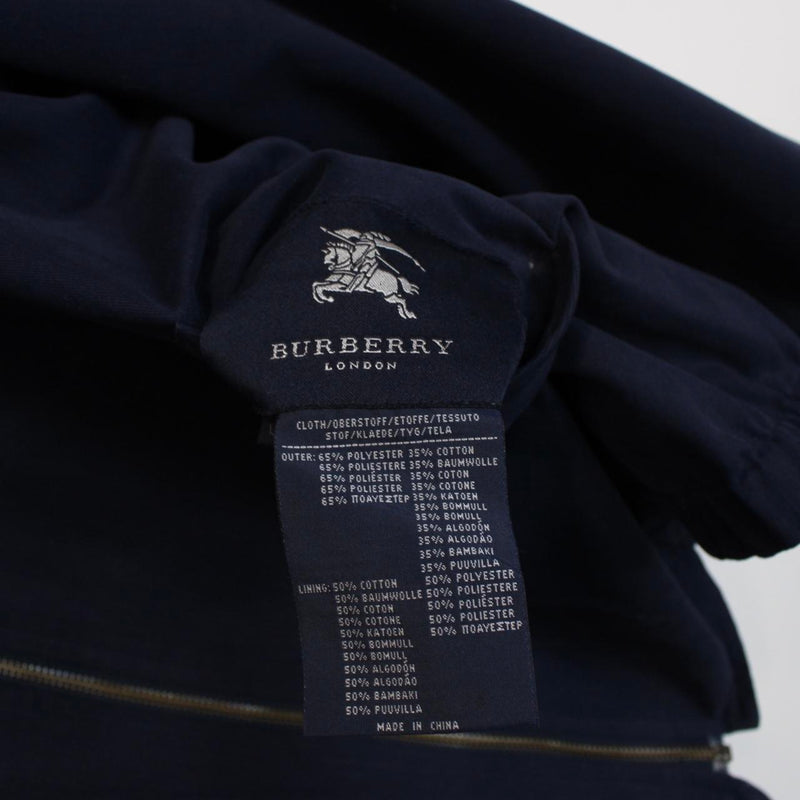 Burberry Tan Brown and Navy Blue Reversible Nova Check Harrington Jacket