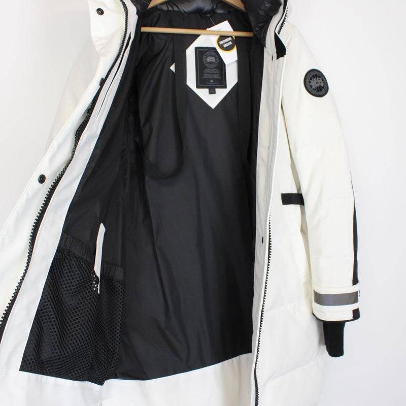 Canada Goose White and Black Merrit Arctic-Tech Parka Down Jacket