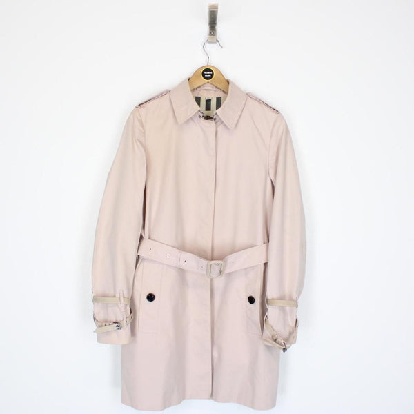 Burberry London Baby Pink Nova Check Single Breasted Belted Trench Coat