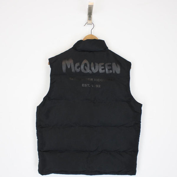 Alexander McQueen Black Graffiti Print Padded Gilet