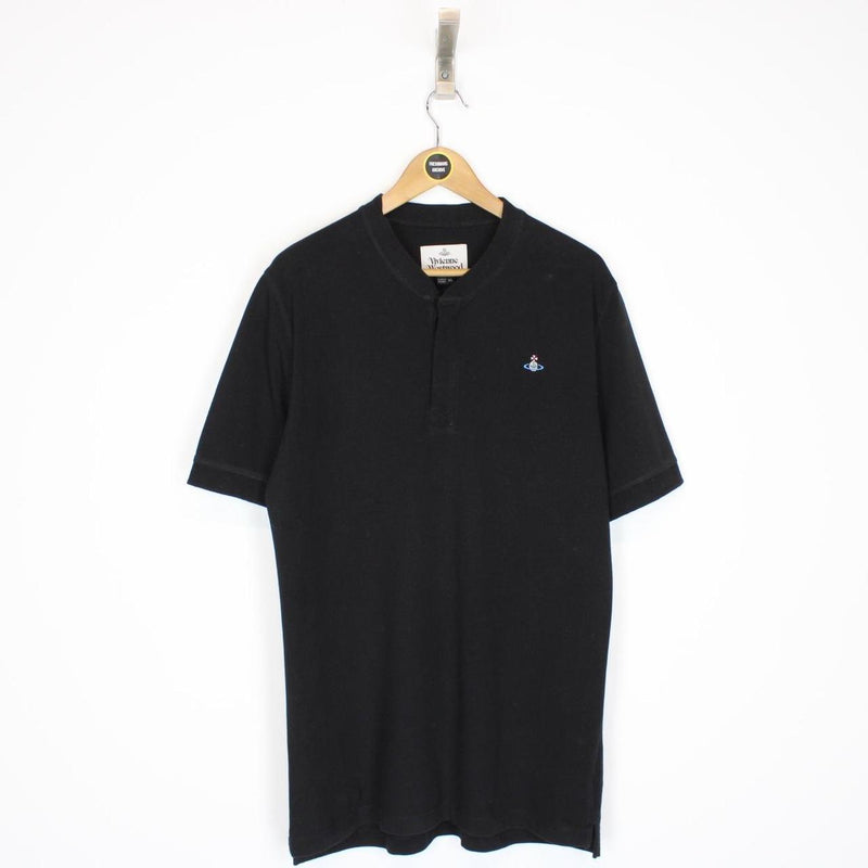 Vivienne Westwood Black Short Sleeve Orb Round Neck Polo Shirt