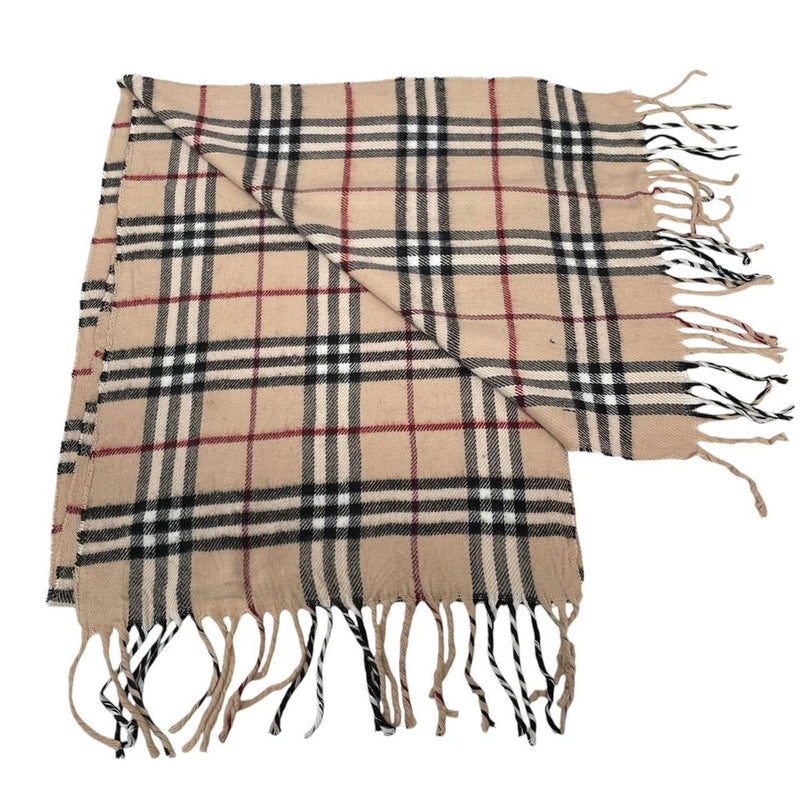 Vintage 90s Burberry Beige Nova Check Cashmere Scarf