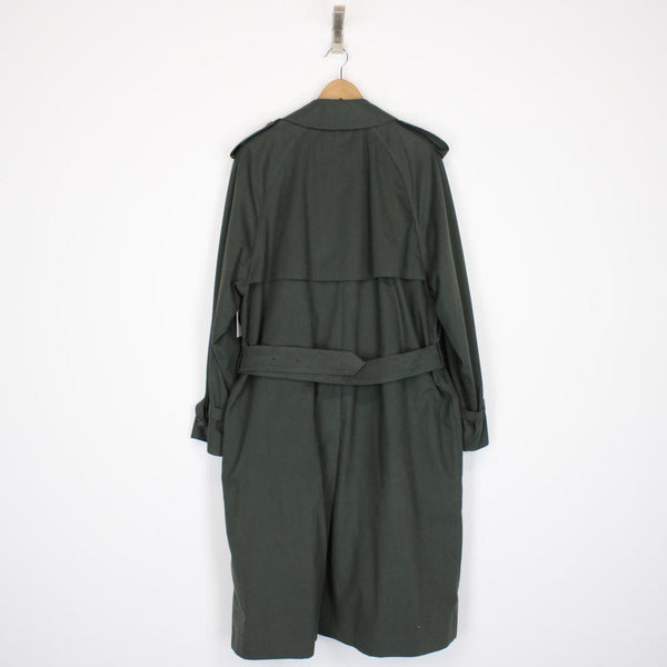 Vintage 90s Burberry Green Nova Check Double Breasted Belted Trench Coat