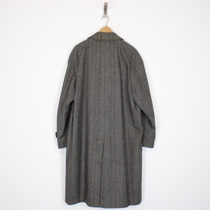 Vintage 90s Aquascutum Black and Grey Tweed Lambswool Overcoat