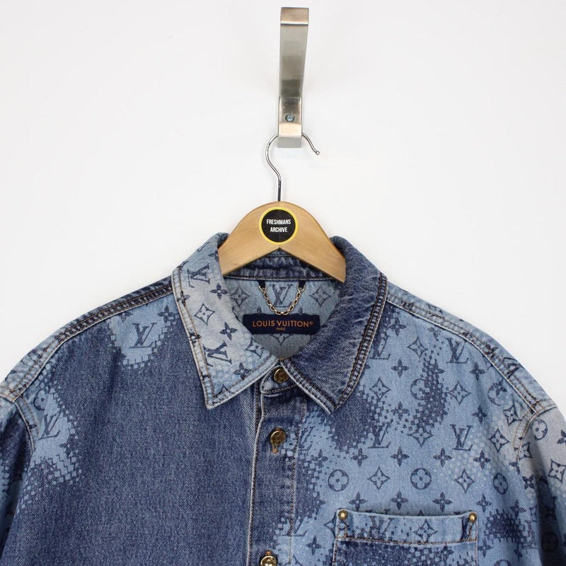 Louis Vuitton Blue LV Monogram Short Sleeve Denim Workwear Shirt