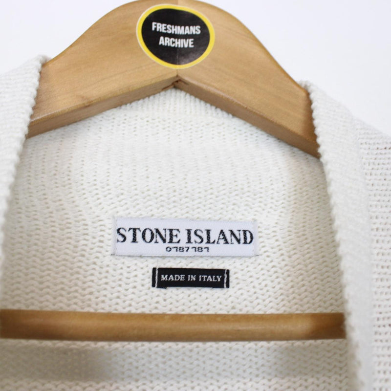 Vintage Stone Island SS 2004 White Cotton Knit Sweatshirt Jumper