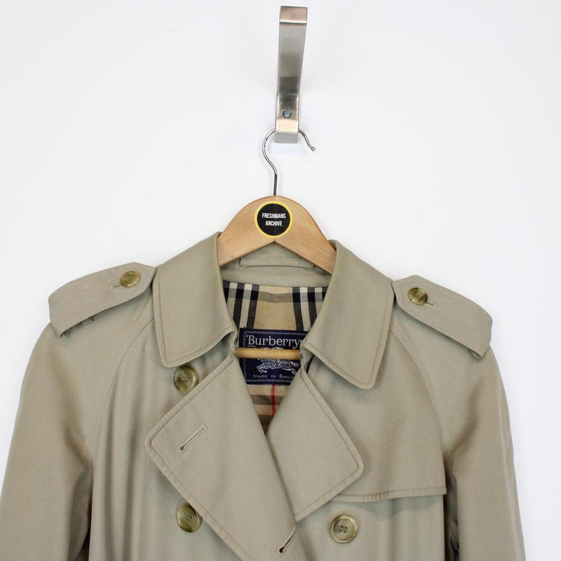 Vintage 90s Burberry Beige Nova Check Double Breasted Trench Coat