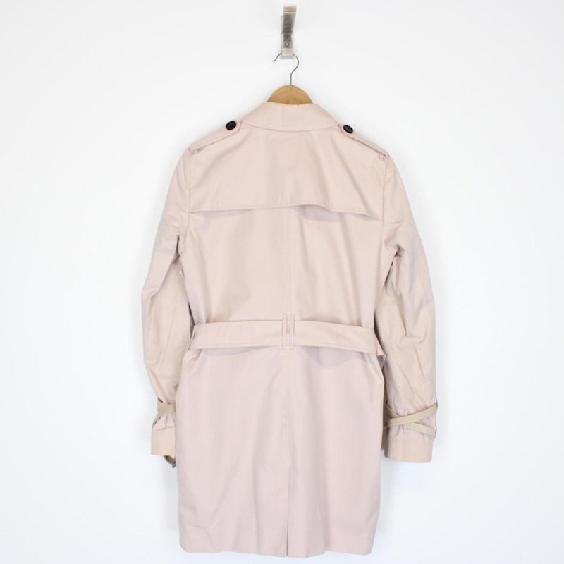 Burberry London Baby Pink Nova Check Single Breasted Belted Trench Coat