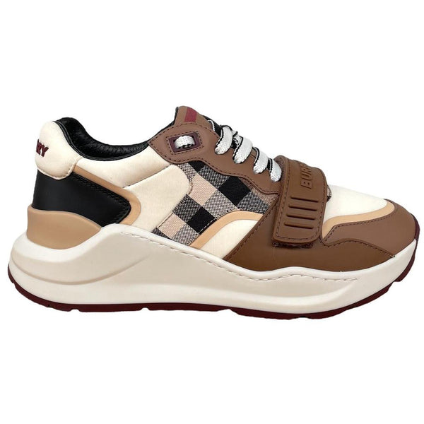 Burberry Ramsey Vintage Check Birch Brown and White Trainers