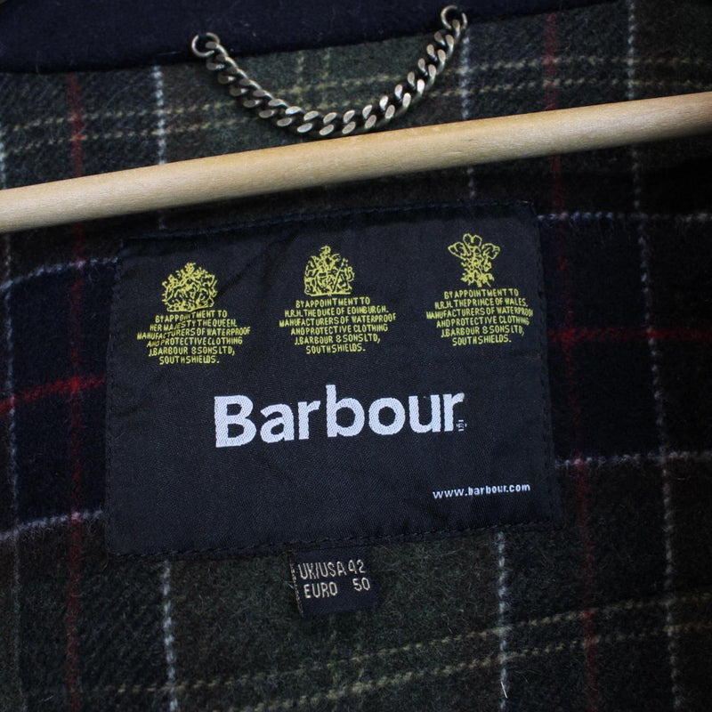 Barbour Navy Blue Wool Hooded Duffle Coat