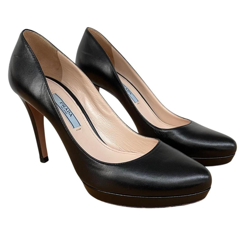 Prada Black Leather High Heels