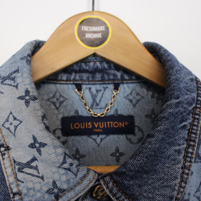 Louis Vuitton Blue LV Monogram Short Sleeve Denim Workwear Shirt