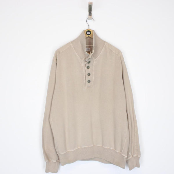 Vintage CP Company AW 2007 Beige Logo Sweatshirt Jumper