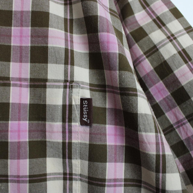 Vintage 90s Stussy Multicoloured Checked Short Sleeve Cotton Shirt