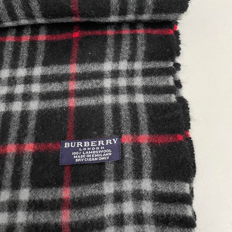 Vintage 90s Burberry Dark Navy Blue Nova Check Lambswool Scarf