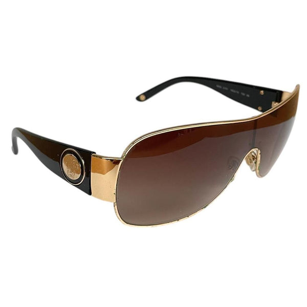 Versace Black and Gold 2101 Shield Sunglasses