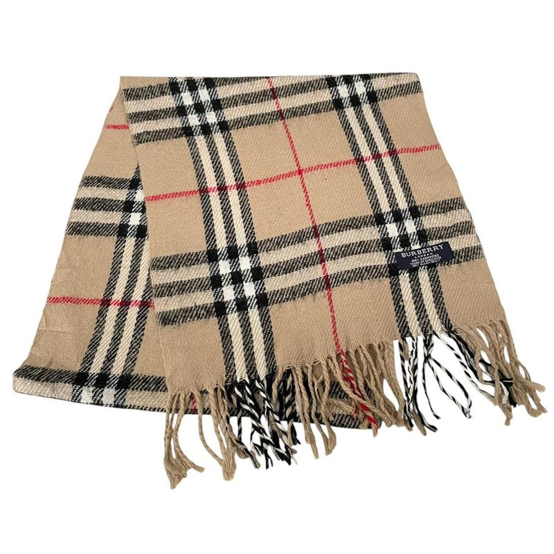 Vintage 90s Burberry Beige Nova Check Cashmere Scarf