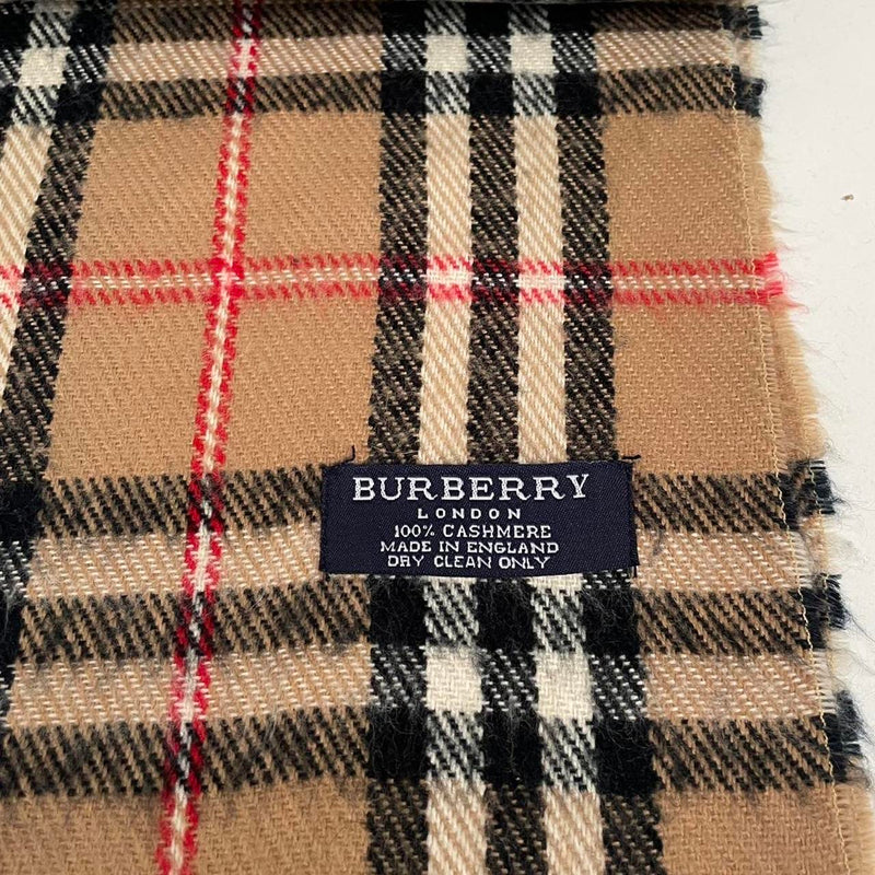 Vintage 90s Burberry Tan Brown Nova Check Cashmere Scarf