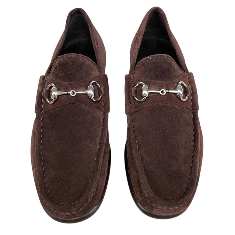 Gucci Brown Horsebit Suede Leather Loafers