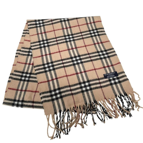 Vintage 90s Burberry Beige Nova Check Cashmere Scarf