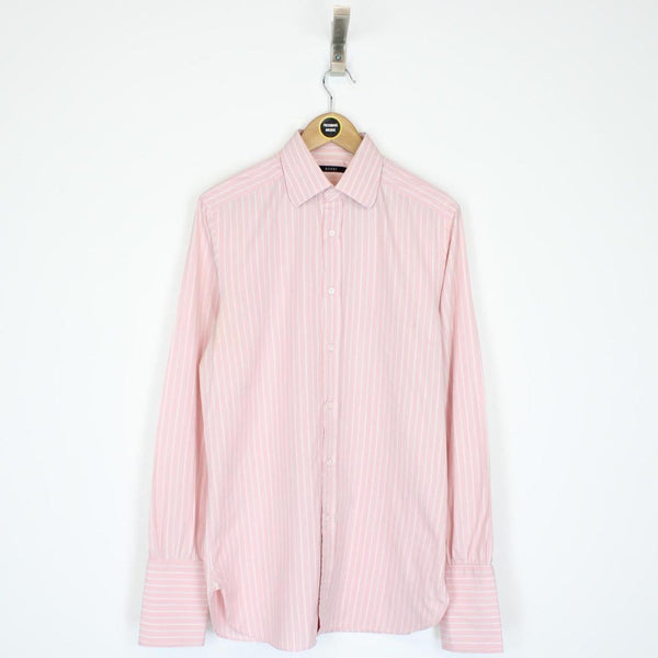 Gucci Pink and White Striped Long Sleeve Cotton Formal Shirt