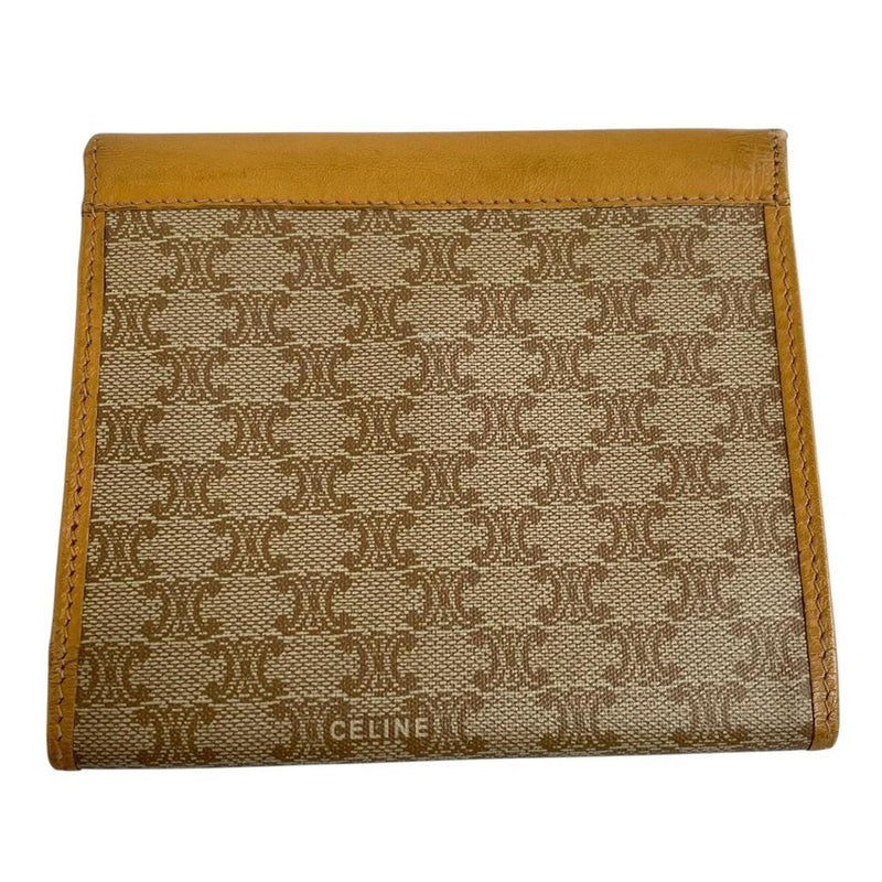 Vintage Celine Beige and Brown Triomphe Macadam Monogram Wallet