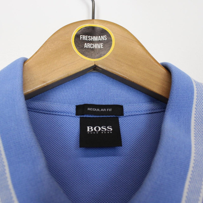 Hugo Boss Blue and White Short Sleeve Cotton Polo Shirt