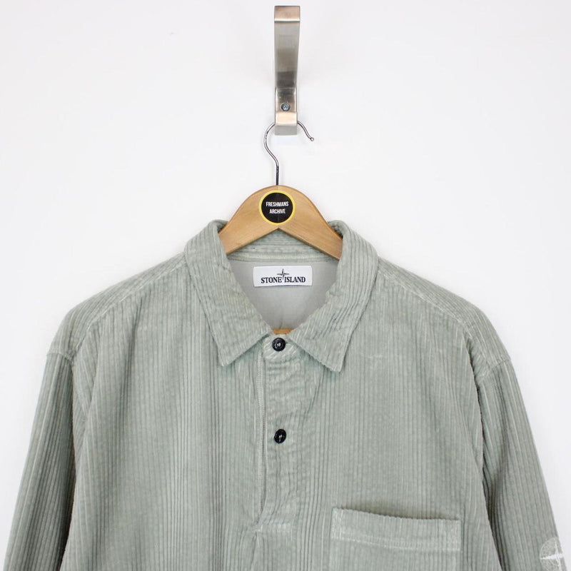 Stone Island AW 2019 Green Pullover Jumbo Corduroy Overshirt