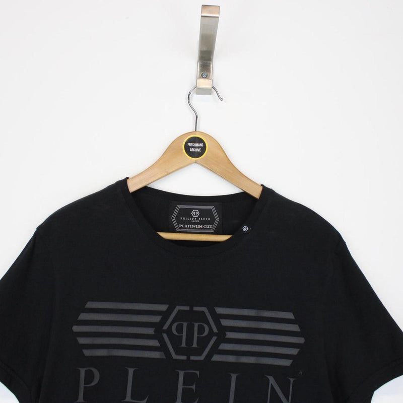 Philipp Plein Platinum Cut Black Logo Print Short Sleeve T-Shirt