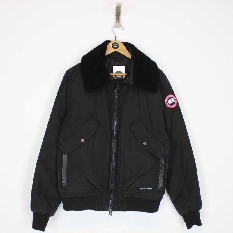 Canada Goose Black Bromley Bomber Down Jacket with Fur Trim