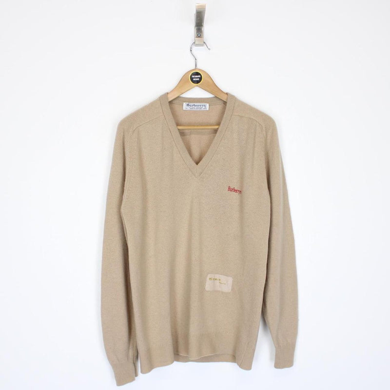 Vintage 90s Burberry Tan Brown Lambswool Knit Jumper