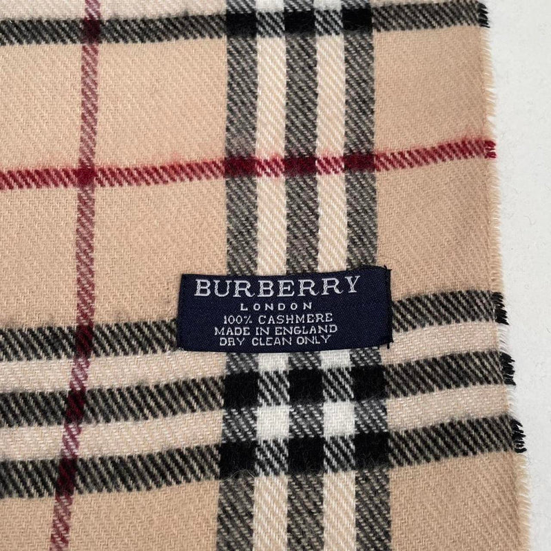 Vintage 90s Burberry Beige Nova Check Cashmere Scarf