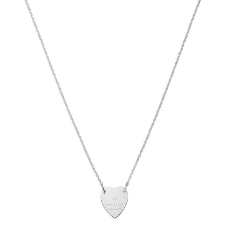 Gucci Trademark Heart Pendant Sterling Silver Necklace and Bracelet