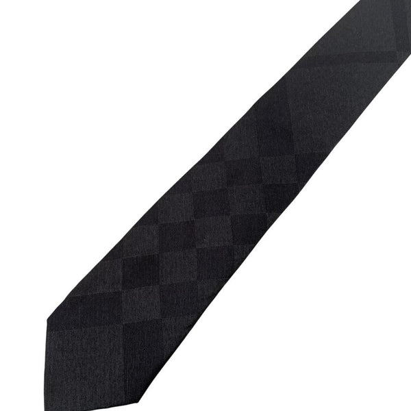 Burberry London Black and Grey Check Silk Tie