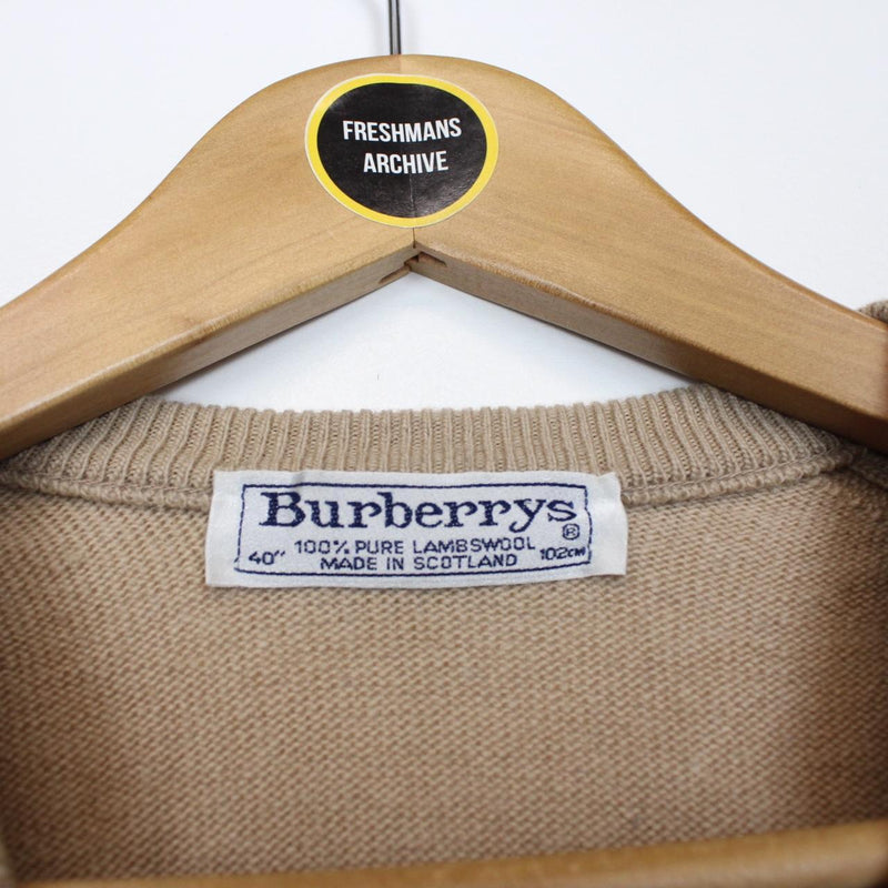 Vintage 90s Burberry Tan Brown Lambswool Knit Jumper