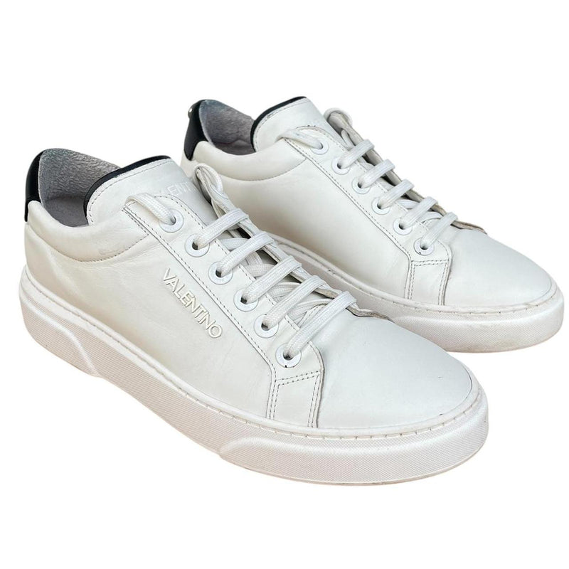 Valentino White and Navy Blue Logo Trainers