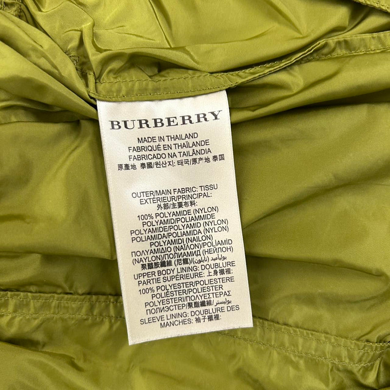 Burberry Brit Green Nova Check Double Breasted Belted Nylon Trench Coat