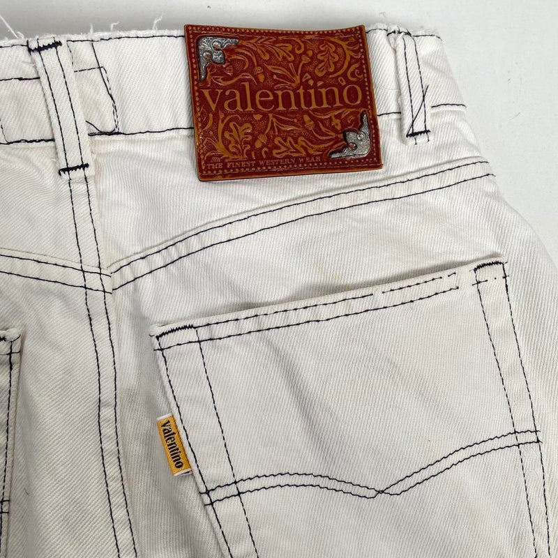 Vintage 90s Valentino Cream Straight Leg High Waisted Jeans