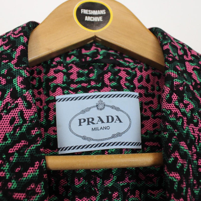 Prada 2015 Pink, Green and Black Collared Blazer Dress