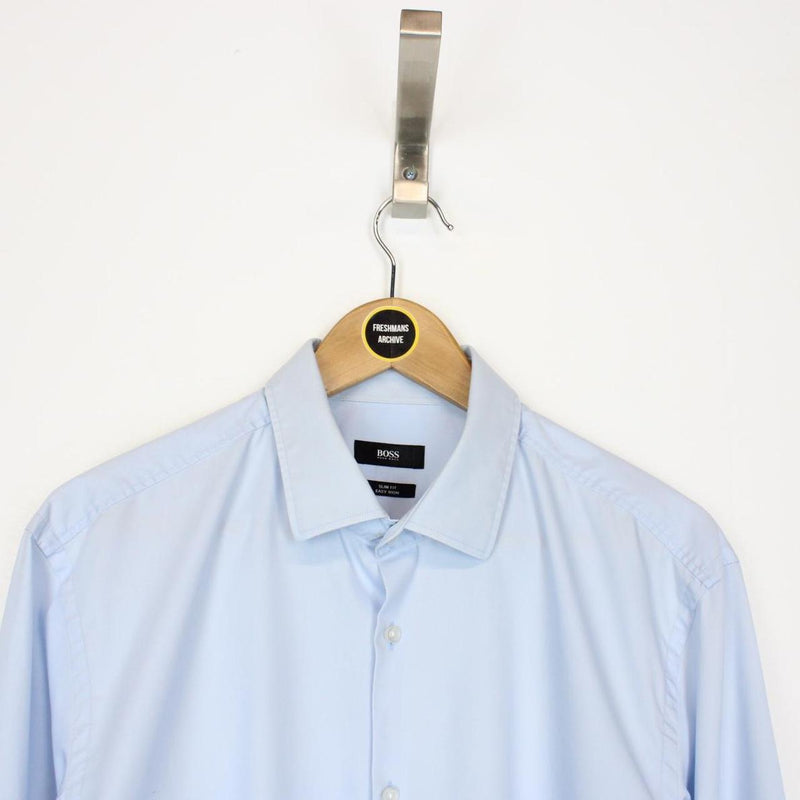 Hugo Boss Blue Long Sleeve Cotton Shirt