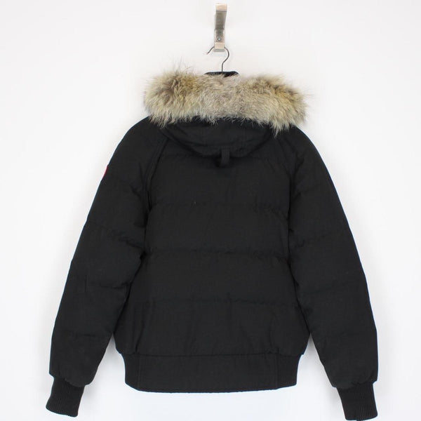 Canada Goose Black Savona Bomber Down Jacket with Fur Trim