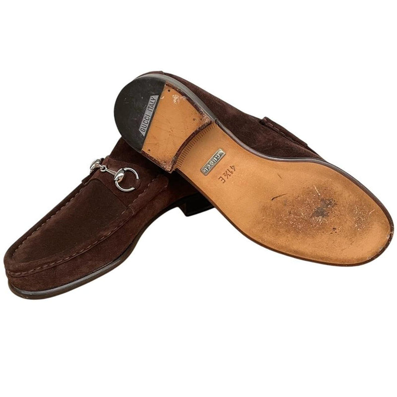 Gucci Brown Horsebit Suede Leather Loafers