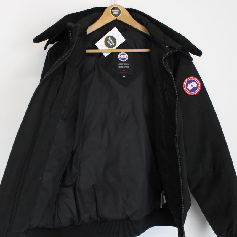 Canada Goose Black Bromley Bomber Down Jacket with Fur Trim