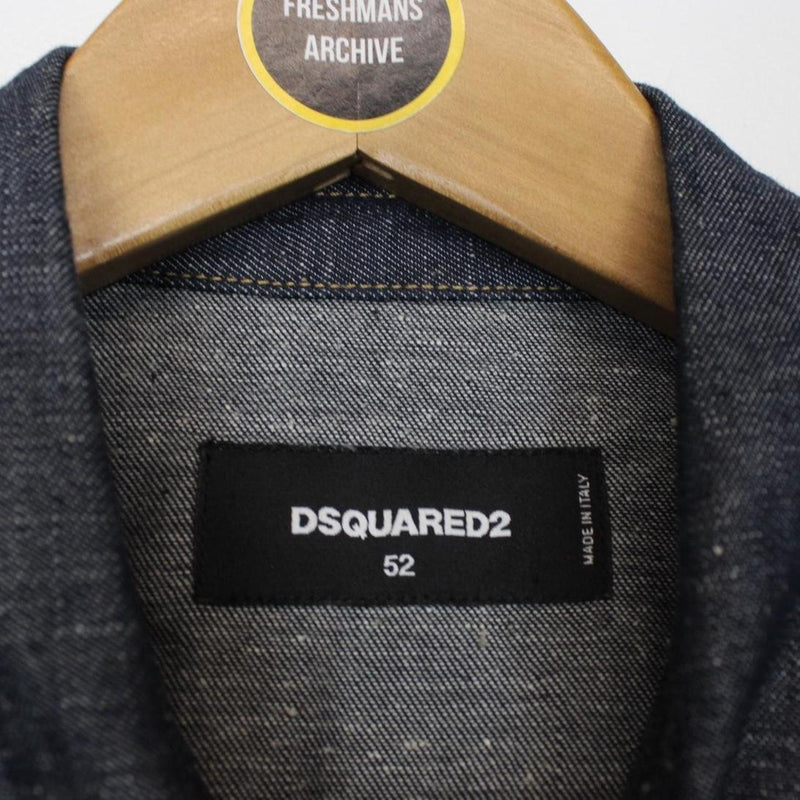 Dsquared2 Navy Blue Dark Wash Long Sleeve Denim Shirt