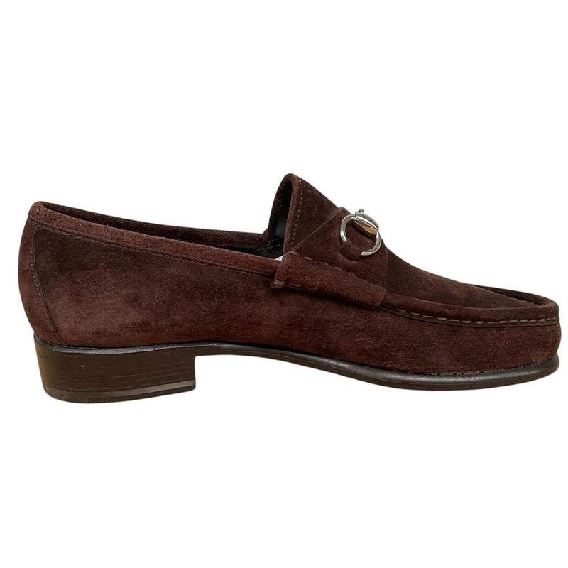 Gucci Brown Horsebit Suede Leather Loafers